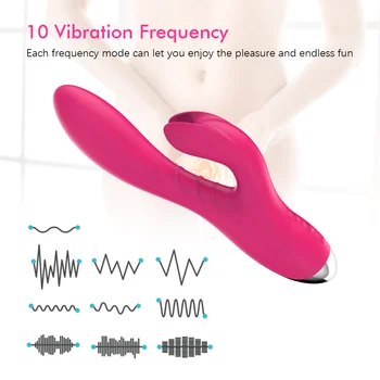 G-taško vibratorius 10 greičio USB įkrovimo galingas dildo rabbit vibratorius moters klitorio stimuliacija, masažas suaugusiųjų sekso žaislai