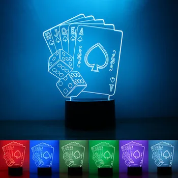 3D Naktį Šviesos USB Powered Pokerio LED Stalo Lempa Palieskite Klavišą Apdailos Atmosfera Šviesos Naudojimo Namų Hotel Šalis Atostogų