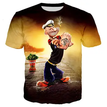 2020 NAUJAS Juokingi Popeye Marškinėliai 3D Spausdinimo Vyrai/moterys Vasarą Streetwear T-shirt Vyrai Punk Crewneck Marškinėlius Drabužių, Negabaritinių Viršūnes 5XL