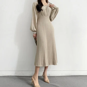 Rudenį Džemperis Moterims Pieno Arbata Apačioje Street Ilgai Mezgimo Suknelė Temperamentas Harajuku Traukti Femme Sueter Mujer Korėjos Megztiniai