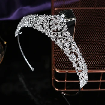 Rožančiai ir karūnos putojantis cirkonio kristalų širdies formos laja vestuvių plaukų aksesuarai moterims BC3030 coroa de noiva