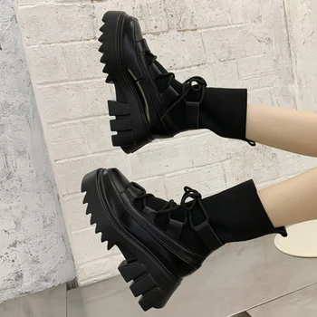 Batai moteris 2020 naujas ponios atsitiktinis ruožas audinio kojines, batus, mados Cross-susieta moterų batai platformos batai