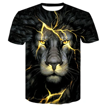 3D Liūtas Marškinėliai Vyrams Gyvūnų Marškinėlius Sekso Juokinga T Marškinėliai Slim 3d Print T-shirt Hip-Hop Tee Kietas vyrų drabužiai 2019 Naujas Vasaros Viršų