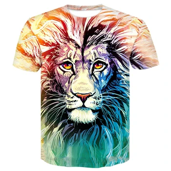 3D Liūtas Marškinėliai Vyrams Gyvūnų Marškinėlius Sekso Juokinga T Marškinėliai Slim 3d Print T-shirt Hip-Hop Tee Kietas vyrų drabužiai 2019 Naujas Vasaros Viršų