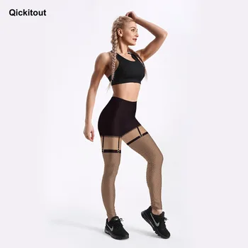 Qickitout 3D Skaitmeninio Style Antblauzdžiai Moterims, Juoda Nuimamas Akių Kelnes Spausdinti Antblauzdžiai Slim Treniruotės Sporto Atsitiktinis Kelnės