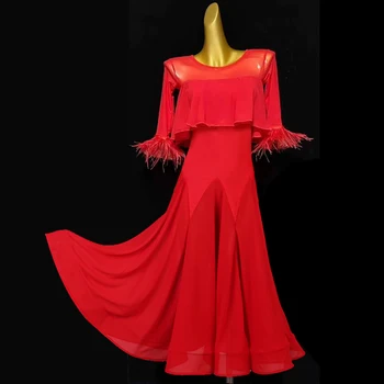 Šokių Suknelė standartinis pramoginiai amerikos sklandžiai rengtis valsas suknelė tango suknelė suknelės balus plunksnų šokių suknelė mq239