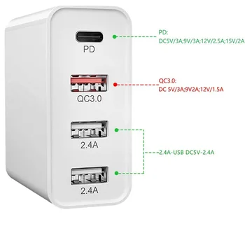 48W Greitas Įkroviklis PD USB Įkroviklis iphone 11pro max Tabletės QC 3.0 Greitai Siena Çkroviklio JAV, ES, UK, AS kištukinis Adapteris