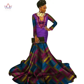 Undinė Afrikos Suknelės Naują Atvykimo ilgomis Rankovėmis Grindų Ilgis Moterų Oficialus Suknelė Afrikos Vakare Chalatai Moterims WY2960