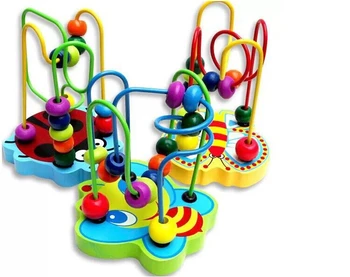 1PC NAUJAS HOT Baby Medinių Žaislų Mini aplink karoliukai, Viela labirintas Spalvinga mokomasis žaidimas Vaikams, Žaislai
