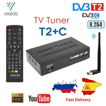 DVB T2 Skaitmeninės Antžeminės TELEVIZIJOS Imtuvai DVB-C Combo rusijos Ispanija HD H. 264 Dekoderis FTA TV Imtuvas Parama 