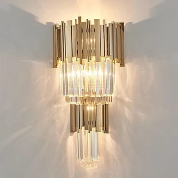 Jmmxiuz LED mados neoklasikinis kristalų sienos lempos valgomojo prieškambario prieškambario kūrybos veranda, lovos, miegamojo aukso lempos