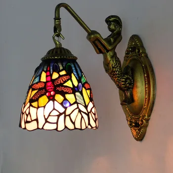 Artpad Derliaus Sienos Lempos Vonios Veidrodis Sconces 20 Rūšių Viduržemio jūros regiono Stiliaus Spalvinga Stiklo lempų gaubtų AC 90-220V, Laikiklis Šviesos
