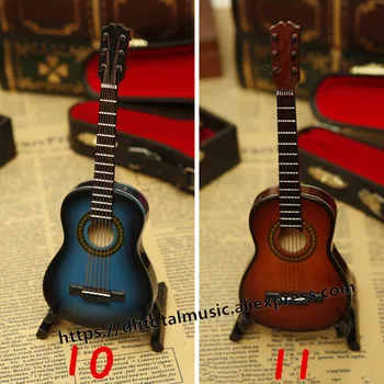 Dh 1/6 Masto Mediniai Gitaros Modelis su Stovu ir Lauke Miniatiūriniai Lėlių Bass Dekoro Muzikos Instrumentas, Veiklos Duomenys Lėlės
