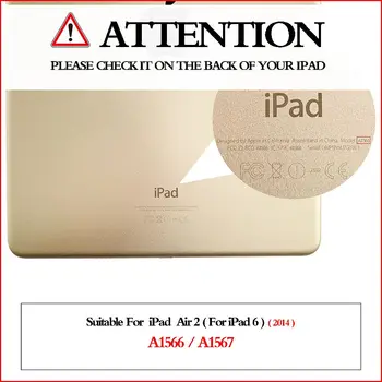IPad 2 Oro Atveju Apačioje Minkšto Silikono + PU Odos Smart Cover For Apple iPad Air2 Atveju Stovi Auto Sleep / Wake A1566 A1567
