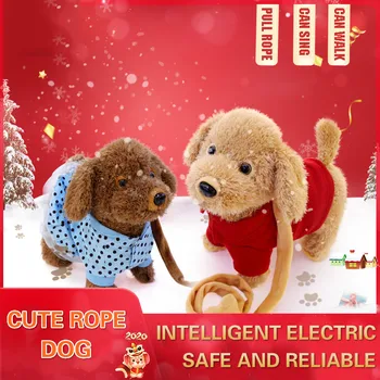 Elektros pliušiniai žaislai modeliavimas Teddy gali vaikščioti ir dainuoti 120 dainų vaikų virvės traukimo žaislai šunims, pliušiniai žaislai, Kalėdų Dovanos