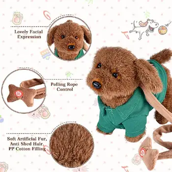 Elektros pliušiniai žaislai modeliavimas Teddy gali vaikščioti ir dainuoti 120 dainų vaikų virvės traukimo žaislai šunims, pliušiniai žaislai, Kalėdų Dovanos