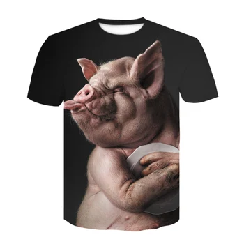 Zodiako Karvė, Kiaulė, Šuo Marškinėliai vyrams, Moterims Atsitiktinis Juokingi marškinėliai 3D Print T shirt vyrai mada 