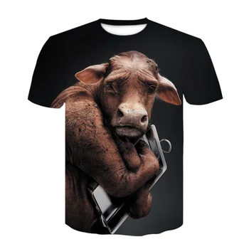 Zodiako Karvė, Kiaulė, Šuo Marškinėliai vyrams, Moterims Atsitiktinis Juokingi marškinėliai 3D Print T shirt vyrai mada 