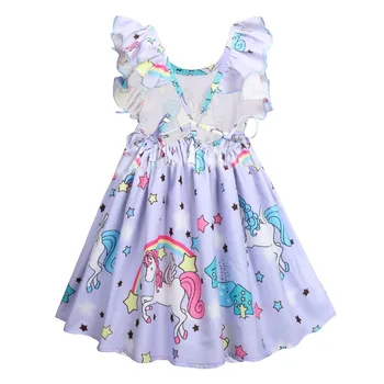 Mažai Pony Uncorn Vaivorykštė Suknelė Mergaitėms Suknelės Šalis Vestuvių Backless Mermaid Dress Vaikams Drabužių Unicornio Šalis Suknelės