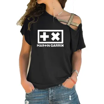 2020 m. Naujas DJ Martin Garrix Marškinėliai Moterims trumpomis Rankovėmis Hip-Hop, Rokas streetwear Mergaičių marškinėliai Nereguliarus Nerijos Kryžiaus Tvarstis Tee Viršūnės