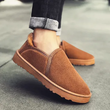 Storas pliušinis no-slip namų sandalai vyrams batai 2021 naujas slip-on šiltas butai sniego batai vyrams batai kietas vyras žiemos batai