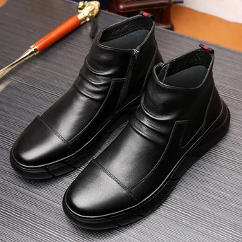 Vyriški odiniai batai padengti pusėje užtrauktukas mados odos batai nude batai 