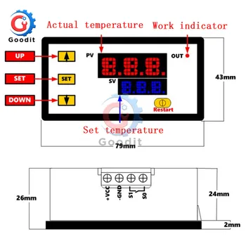 DC 5V (12V 24V AC 200V -60~500℃ Skaitmeninis LED Aukštos Temperatūros Kontrolės Jungiklis, Termostatas Aukštos termometras K tipo termopora