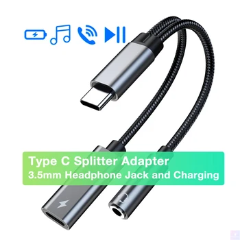 USB C iki 3,5 mm Ausinių ir Įkrovimo Adapteris, Splitter VPK Aux PD Greitai už Pixel/Samsung/Huawei/Xiaomi 