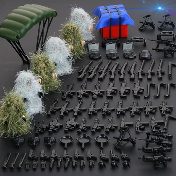 Duploed Karinės nustatyti Armijos Miesto Policijos Ginklą Ginklų blokai lopšelio Kariniai Blokai Surinkti Berniukai'Toys