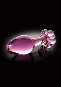 Rožinės spalvos Stiklo Butt Plug Gėlių Analinis Dildo Čiuptuvas Tekstūra Sekso Žaislai Vagina G-spot Suaugusiųjų Produktas Moterims, prostatos