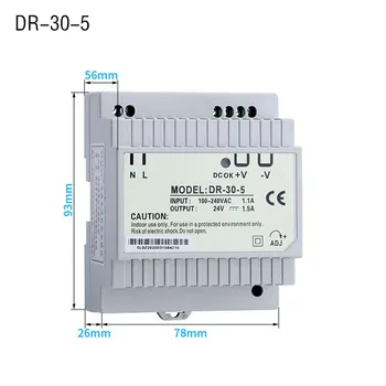 DR-15-5 5V2.4A DIN Bėgelio Tvirtinimo impulsinis Maitinimo šaltinis Pramonės impulsinis Maitinimo šaltinis DR-60W-24V2.5A 15W/30W 5V3A 12V5A