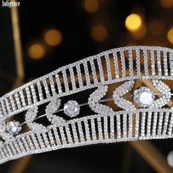 Europos Princess Royal Crown Kubinis Cirkonis Vestuvių Inscenizacija CZ Cirkonis Ūgio Rožančiai Šalies Prom Saldus 16 Nuotakos Plaukų Aksesuarai
