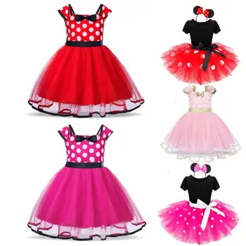 Red Pink Polka-Dot Kalėdų Suknelė, Vaikams, Suknelės Mergaitėms Nauji Metai Kostiumas mini Princess tutu Suknelė vestidos Dydis 1-5 Metų