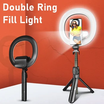 Tongdaytech 2IN1 Portable Bluetooth Selfie Stick Pritemdomi Žiedas Užpildyti Šviesos Su Trikojo Išmanųjį telefoną Makiažas Vaizdo Gyventi Studija