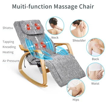 Furgle Pilka Išplėsti Masažo Kėdė 3D Shiatsu Visą Nugaros Masažas Recliner 8 Rūšių viso Kūno Masažas Supamoji Kėdė Pertraukos Kėdė