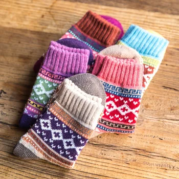5pair/maišas Super kokybės rudens ir žiemos sutirštės šiltas moterų vilnos kojinės madingi moterų kojinės