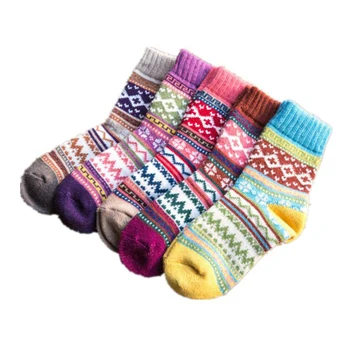 5pair/maišas Super kokybės rudens ir žiemos sutirštės šiltas moterų vilnos kojinės madingi moterų kojinės
