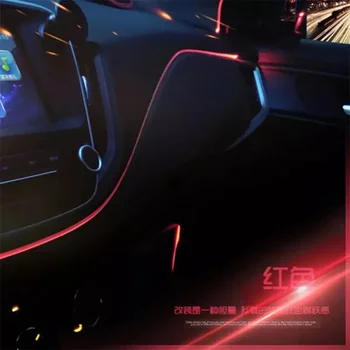 12V Automobilio Interjero Aksesuarų Atmosfera Lempa Lanksti El Neonas, Juostelės Šviesos RGB Spalvų App/Garso Valdymo Auto LED dienos Šviesos