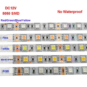 DC12V 5m 5050 2835 SMD Led šviesos Juostelės RGB/Balta/Šiltai balta/Raudona/Žalia/Mėlyna/Geltona 60led/m Diodų Lanksti Led Juostelė IP20/IP65