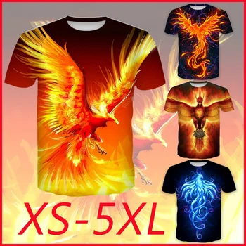 2020 metų Vasaros Atsitiktinis 3D Atspausdintas Gaisro Phoenix&paukščių Marškinėliai Vyrams trumpomis Rankovėmis Unisex Mados Viršūnes, O-kaklo Juoda Tees Dydis XS-5XL