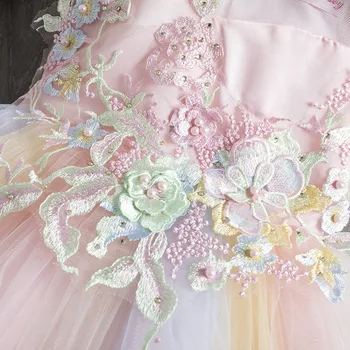 2-8Y Bamblys Vaikas Merginos Princesė Suknelė be Rankovių Gėlių siuvinėjimas Tutu Šalis Vestuvių Vakaro Suknelės Mergina Kostiumai Vaikams