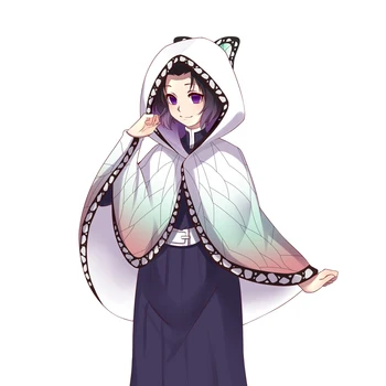 Anime Demon Slayer Kimetsu nr. Yaiba Kochou Shinobu Cosplay Kostiumų Hoodie Žaliojo Apsiaustu Fury Skrybėlę Fleece Top Cute Lolita Mergaitės Dėvėti