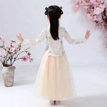 2-13Years Kinų stiliaus suknelė Bamblys Baby Vaikų Mergaičių Mėnulio Kinų naujieji Metai Tango Kostiumas, Princesės Suknelės Nustatyti новогодний костюм M5