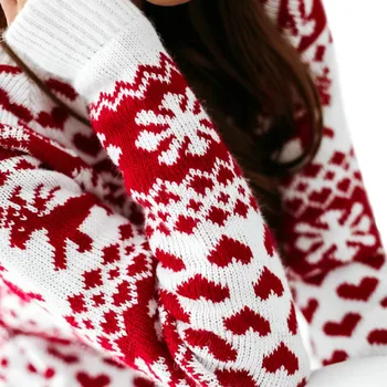 Mados Moterų Kalėdų Džemperis Briedis Gėlių Spausdinimo Raundo Kaklo, ilgomis Rankovėmis Megzti Megztinis Atsitiktinis Palaidų Viršūnes Moterims