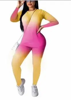 Nauji 2VNT Nustatyti Nuolydį Bodycon Moterų sportinis Kostiumas Spausdinti Neon Viršūnes Trumpas Kelnes Treniruotės Drabužius Tracksuit Rudenį Atitikimo Apranga