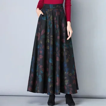 Vintage-Line Aukštos Juosmens Vilnoniai Sijonai 2019 M. Rudens-Žiemos Mados Moterų Vilnos Maxi Sijonai Moterų Atsitiktinis Ilgai Streetwear