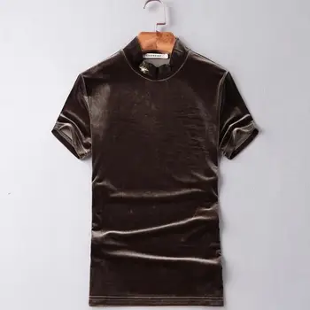 Juodos spalvos Marškinėliai 5XL Naujas Mados Golfo Vyrai Dizaineris marškinėliai Siuvinėjimo Voras Logotipas Trumpas Rankovės Medvilnės Drabužius Rudi #506