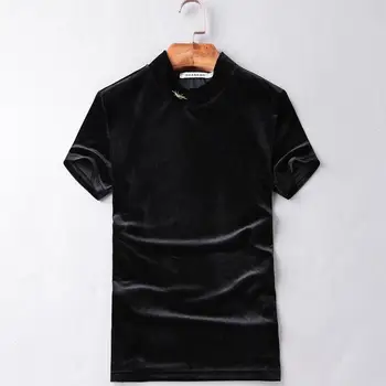 Juodos spalvos Marškinėliai 5XL Naujas Mados Golfo Vyrai Dizaineris marškinėliai Siuvinėjimo Voras Logotipas Trumpas Rankovės Medvilnės Drabužius Rudi #506