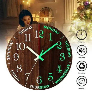 Raundas Šviesos Sieninis Laikrodis, Medinės Silent Ne-tiksi Naktį Šviesos Kūrybinio Gyvenimo