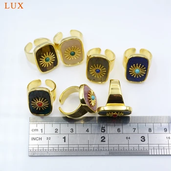 Gamtinių Brangakmenių Akmens žiedai Mados Auksu Kristalas su Gėlių Metalo žavesio Akmens Karoliukai, Asfaltuoti žiedai moterims